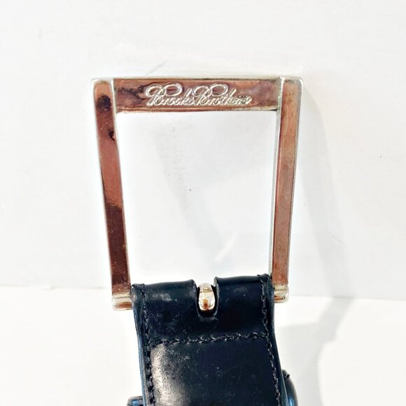 Brooks Brothers Mens Dress Belt Black Genuine Leather Shiny Finish Italy 40 - Picture 6 of 11